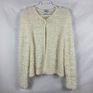 Vintage Sideeffects Shag Loop Knit Cardigan Sweater Women's Size Medium Ivory